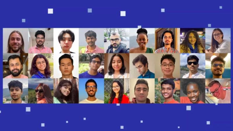 A collage of developers celebrating their MLH Fellowship graduation