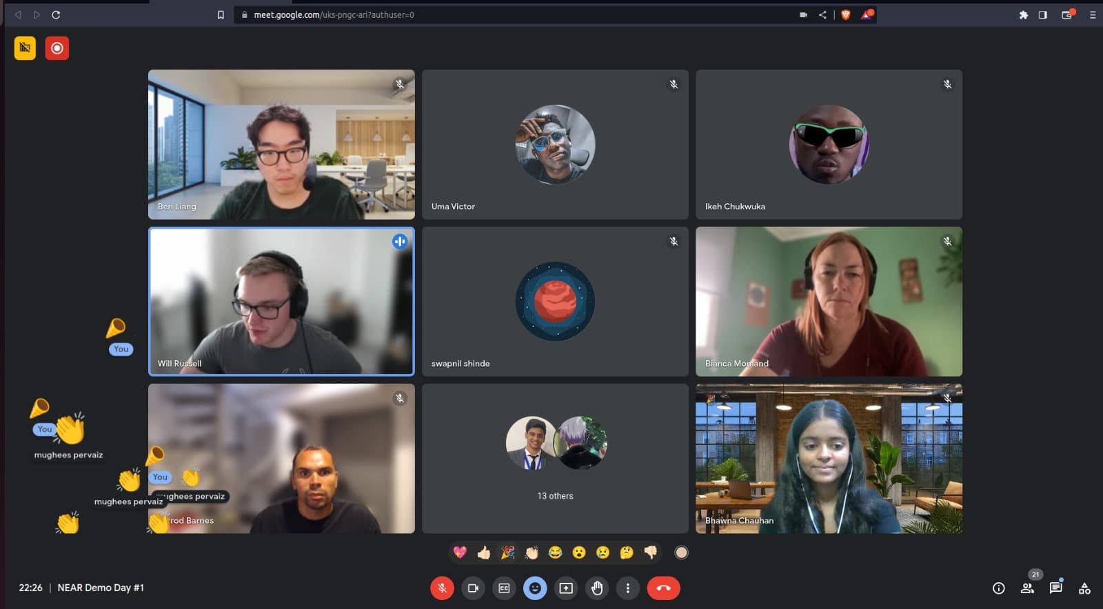 Participants and mentors on a video call during the first NEAR demo day